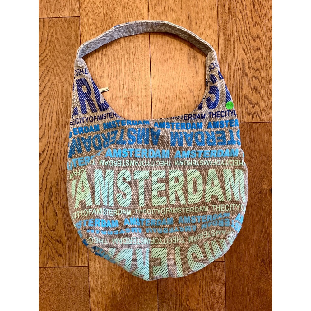 Robin Ruth Hobo Bag Womens Large Blue Excellent Amsterdam Souvenir Canvas Tote